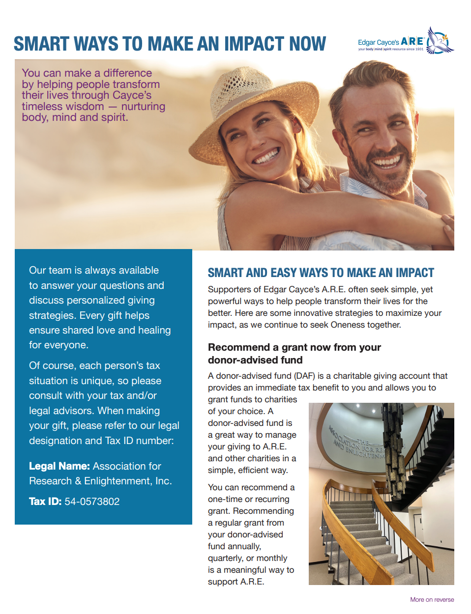 Edgar Cayce - Smart Ways to Make an Impact Now Support The Future of My Favorite Charity brochure cover